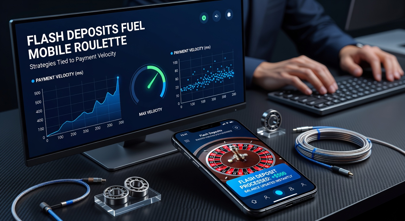 Grafiek met pieken in deposit-snelheden en roulette-inzetten, smartphones en roulettekogels in beweging