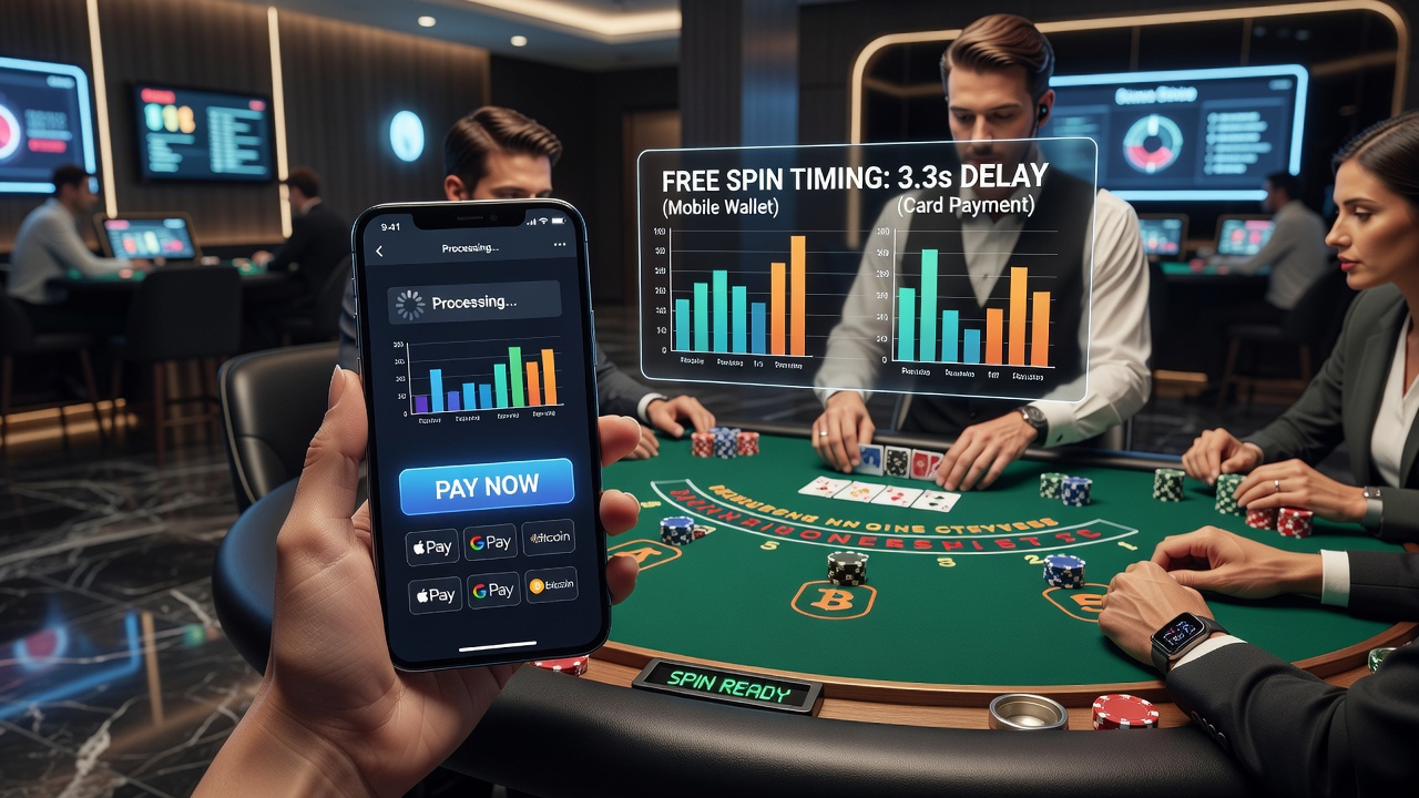 Grafieken die betalingsverwerkingstijden en gratis spin activering in blackjack vergelijken