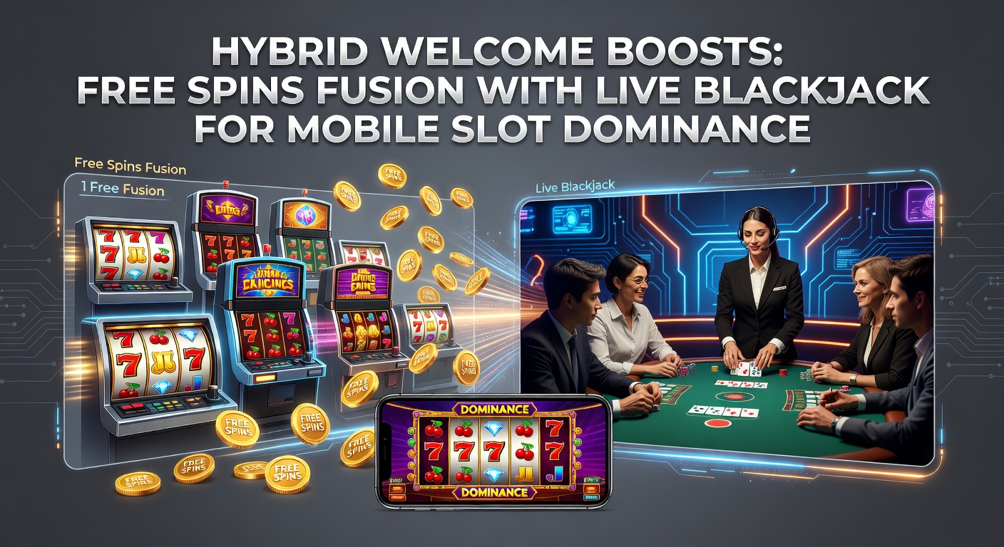 Mobiele interface met live blackjack en draaiende slot-reels, hybride bonus-indicator zichtbaar op het scherm