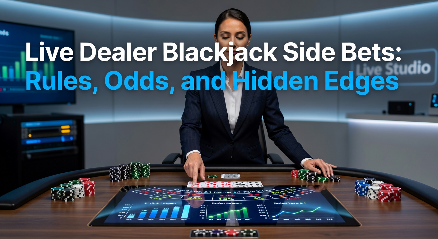 Live dealer blackjack tafel met side bets opties zichtbaar op scherm, inclusief Perfect Pairs en 21+3