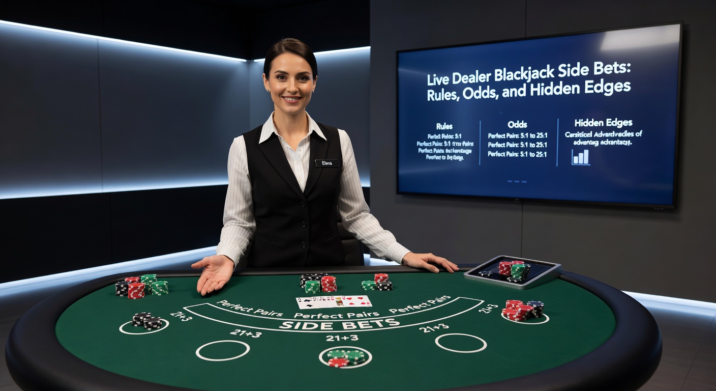 Grafiek met house edges van populaire blackjack side bets, inclusief Perfect Pairs op 6% en 21+3 op 3,2%