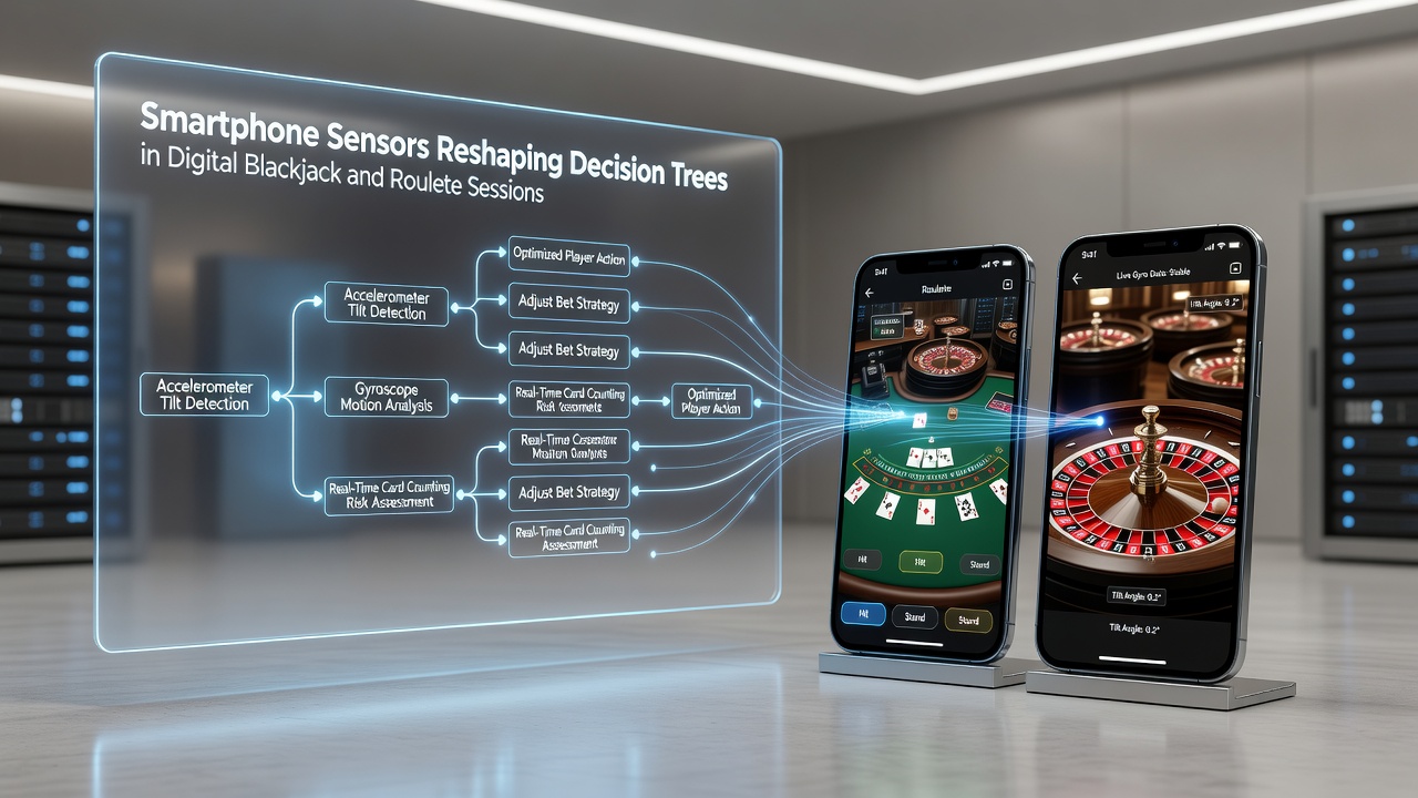 Detailopname van een smartphone gyroscoop en accelerometer tijdens een roulette sessie